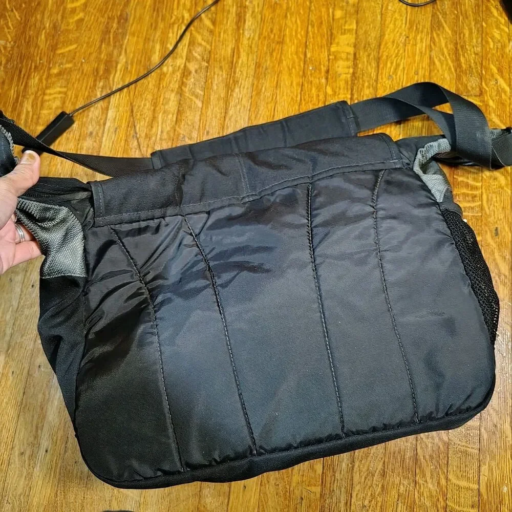 Jansport Blk Gray Messenger Bag Laptop Bag Y2K